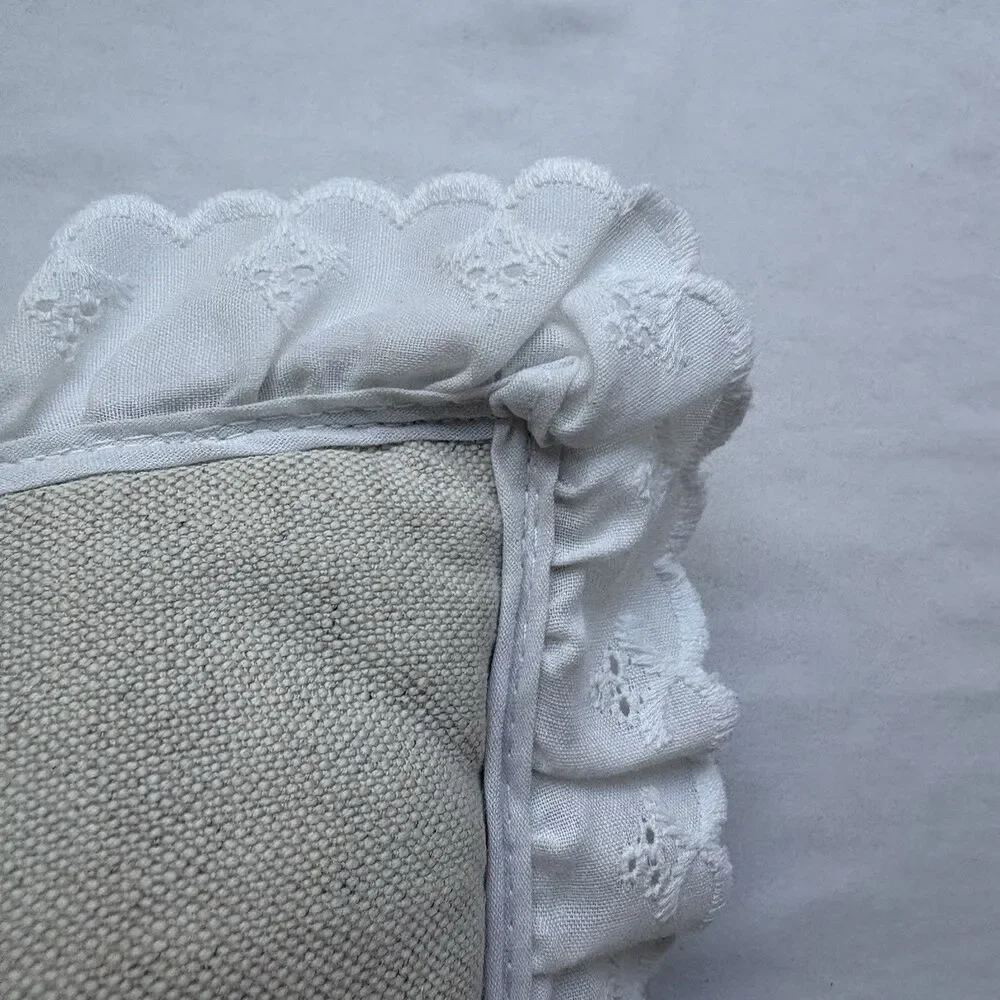 Vintage Embroidery Bird Flowers Throw Pillow Handmade 9” Cottagecore Farmhouse